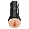 Телесный мастурбатор-вагина в черной колбе Super Luscious Lips XXL