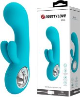 Бирюзовый вибратор Chris с клиторальным отростком - 15,4 см.