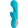 Бирюзовый вибратор Chris с клиторальным отростком - 15,4 см.