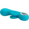 Бирюзовый вибратор Chris с клиторальным отростком - 15,4 см.