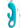 Бирюзовый вибратор Chris с клиторальным отростком - 15,4 см.