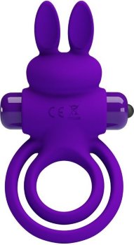 Фиолетовое эрекционное кольцо с вибростимуляцией клитора Vibrant Penis Ring III