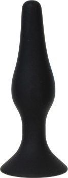 Черная силиконовая анальная пробка размера L - 12,2 см.