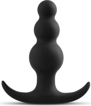 Чёрная фигурная анальная пробка Beaded Plug - 7,6 см.