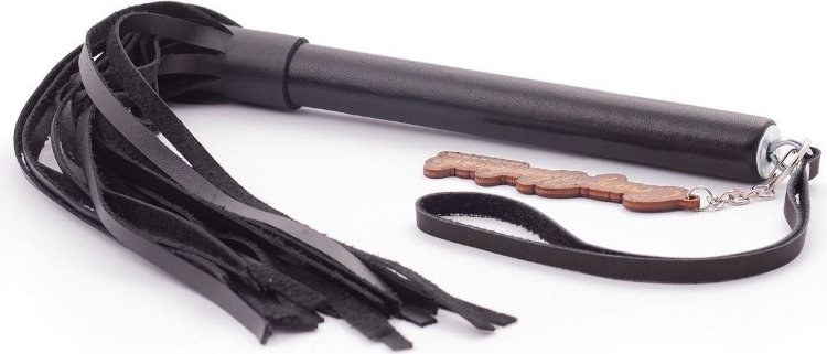 Черная кожаная плеть Индиго - 50 см.