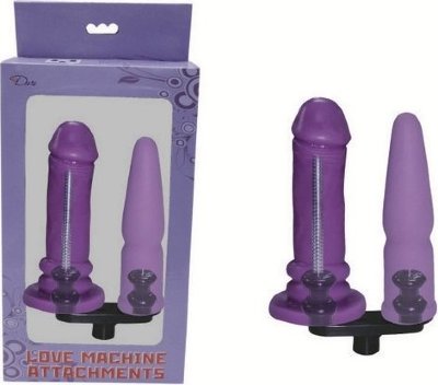 Фиолетовая двойная насадка для секс-машин  Цена 5 397 руб. С этой двойной насадкой фиолетового цвета ваша секс-машина станет только лучше, а ощущения от ласк – сильнее! Надетая на поступательно движущийся шток, она гарантирует вам чувственную стимуляцию вагины и ануса одновременно. Если в лоне окажется упругий фаллос, то в попке – гладенькая втулка… Будет сладко. Страна: Китай. Материал: поливинилхлорид (ПВХ, PVC).