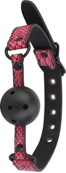 Черно-розовый кляп-шарик с отверстиями BALL GAG