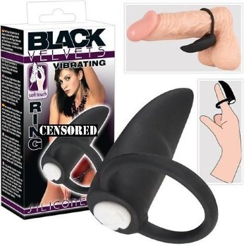Чёрный вибратор на пальчик или пенис BLACK VELVETS
