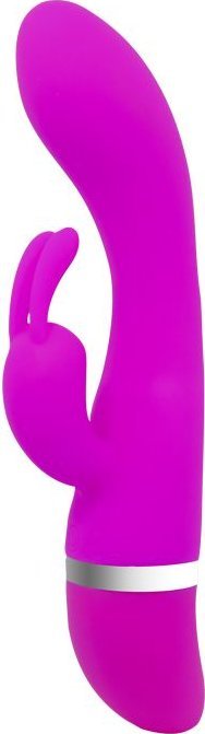 Лиловый вибратор Freda с зайчиком - 18,9 см.