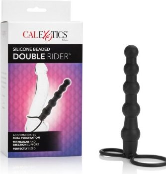 Насадка на пенис для двойного проникновения Silicone Beaded Double Rider - 14 см.