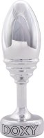 Серебристая анальная втулка Doxy Ribbed Butt Plug - 10,5 см.