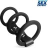 Черное тройное эрекционное кольцо с ремешком