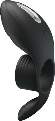 Черное кольцо на пенис с вибрацией Vibration Penis Sleeve Длина: 11 см. PrettyLove Vibration penis sleeve имеет широкое кольцо и 2 отростка для вибростимуляции 7 различными режимами. Тем самым можно доставить удовольствие партнерше, а если перевернуть кольцо и направить отросток на мошонку, то и себе. Внутренний диаметр - 3 см. Страна: Китай. Материал: силикон. Батарейки: встроенный аккумулятор.