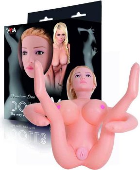 Надувная секс-кукла с реалистичной головой и поднятыми ножками