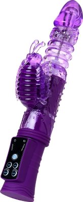 Фиолетовый вибратор-кролик на присоске - 23,5 см.  Цена 2 980 руб. Длина: 23.5 см. Диаметр: 2.6 см. Вибратор-кролик. Два сверхмощных моторчика по отдельности вращаются на 8 разных скоростных режимах и имеют 1 режим ротации, доставляя вам много сексуальной радости! Ствол этой возбуждающей игрушки рельефен и имеет вращающийся наконечник, добавляющий к ощущениям дополнительную стимуляцию. Водонепроницаем. Рабочая длина - 12 см. Длина дополнительного отростка - 6,5 см. Страна: Китай. Материал: термопластичная резина (TPR). Батарейки: 3 шт., тип AAA.