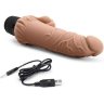 Кофейный вибратор-реалистик с клиторальными лепестками 7 Realistic Vibrator - 21,5 см.