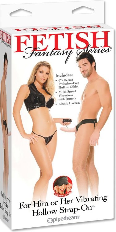 Полый страпон унисекс телесного цвета с вибрацией For Him or Her ​Vibrating Hollow Strap-On - 15 см.