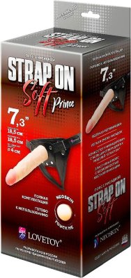 Пояс-трусики с насадкой Soft-Prince - 18,5 см. Длина: 18.5 см. Диаметр: 4 см. Классическая, универсальная модель для мужчин и женщин. При создании этой модели производители учли желание максимального комфорта, мягкости, удобства при использовании пояса. Использованы самые мягкие сорта полиуретановой, многослойной стрейч- кожи с эффектом трансформации. С внутренней стороны, к телу, пояс покрыт бархатом, что добавляет комфорта и поглощает влагу. Лямки сделаны из двухслойной кожи и легко регулируются в широком диапазоне. Насадка мягкая снаружи и упругая внутри, по ощущениям приближена к реальному прототипу. Диаметр головки - 3,2 см. Страна: Россия. Материал: неоскин.