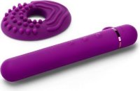 Фиолетовый мини-вибратор Le Wand Baton с текстурированной насадкой - 11,9 см.