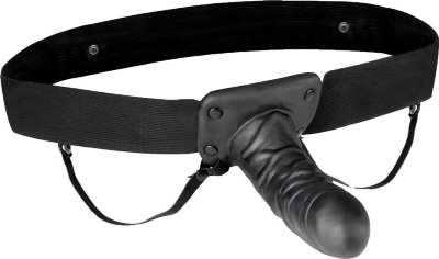 Чёрный полый страпон с вибрацией Unisex Vibrating Hollow Strap-On - 14 см. Длина: 14 см. Диаметр: 4 см. Этот фаллопротез имеет боковой контроллер для диапазона из семи различных режимов вибрации. Эластичный пояс подходит для большинства размеров и обеспечивает комфорт. Изготовлен из легкого в уходе, безопасного для тела материала и хорошо сочетается со смазкой. Страна: Китай. Материал: поливинилхлорид (ПВХ, PVC). Батарейки: 2 шт., тип AAA.