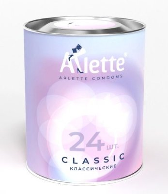 Классические презервативы Arlette Classic - 24 шт.  Цена 1 501 руб. Длина: 18.5 см. Классика — это слишком скучно? Только не с классическими презервативами Arlette Classic. Их гладкая поверхность дает отличный уровень скольжения и делает процесс не только приятным, но и комфортным. Эти презервативы не сжимают пенис и не съезжают во время секса. Аромат тутти-фрутти задает игривое настроение и не раздражает в отличие от резинового запаха обычных презервативов. Высокое качество латекса, отслеживаемое на каждом этапе производства, гарантирует первоклассную защиту обоим партнерам. В упаковке - 24 шт. Толщина стенки - 0,06 мм. Ширина - 52 мм. Страна: Китай. Материал: латекс. Объем: 24 шт.