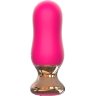 Розовая перезаряжаемая анальная пробка с вибрацией - 8,9 см.