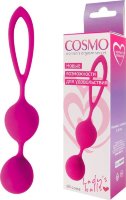 Ярко-розовые вагинальные шарики Cosmo с петелькой