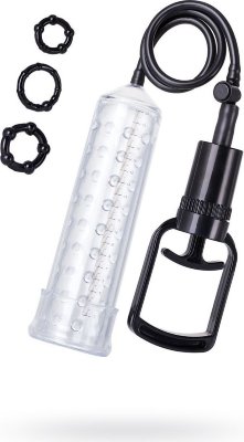 Прозрачная вакуумная помпа A-toys Длина: 23.5 см. A-Toys Vacuum pump — серия помп, созданная для мужчин, которые стремятся к новым победам и точно знают чего хотя. Регулярное применение помп Atoys способствует увеличению размеров полового члена и усиливает эрекцию. Высокое качество материалов, используемых при производстве помпы, сделают применение изделия приятным и безопасным. Помпа оснащена мощным насосом. Кроме того, отличительной особенностью данной помпы является съемная мягкой вставка с рельефом в виде шариков, что позволяет дополнительно массировать пенис. В комплекте: помпа, 3 эрекционных кольца различного диаметра. Страна: Китай. Материал: термопластичный эластомер (TPE).