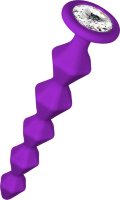 Фиолетовая анальная цепочка с кристаллом Buddy - 17,7 см.