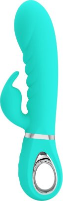 Бирюзовый вибратор-кролик с рёбрышками Prescott - 20 см. Длина: 2 см. Диаметр: 3.9 см. Вибратор-кролик Pretty Love Prescott из сверхмягкого силикона с 12 функциями вибрации, функцией памяти, ребристым стволом и стимулятором клитора с кроличьими ушками. Страна: Китай. Материал: силикон. Батарейки: встроенный аккумулятор.