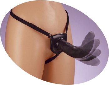 Черный податливый страпон Posable Partner Strap-On - 17,8 см.