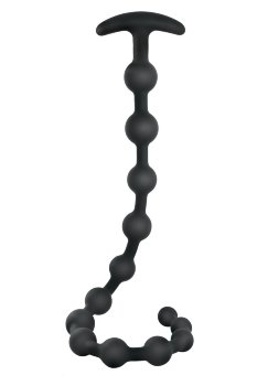 Черная анальная цепочка Ribbed Silicone Anal Beads - 48,3 см.