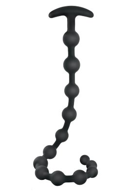 Черная анальная цепочка Ribbed Silicone Anal Beads - 48,3 см.  Цена 3 261 руб. Длина: 48.3 см. Диаметр: 3 см. Черная анальная цепочка Ribbed Silicone Anal Beads. Изготовлена из безопасного для тела силикона. Удобная Т-образная рукоятка. Минимальный диаметр - 1,6 см. Страна: Китай. Материал: силикон.