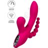 Ярко-розовый вибростимулятор 3-в-1 Tripling - 21 см.