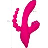 Ярко-розовый вибростимулятор 3-в-1 Tripling - 21 см.