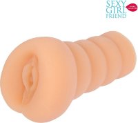 Мастурбатор-вагина телесного цвета с бороздками на внешней части