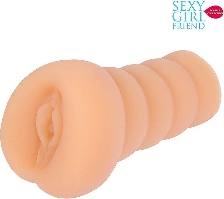 Мастурбатор-вагина телесного цвета с бороздками на внешней части