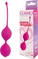 Ярко-розовые двойные вагинальные шарики с хвостиком Cosmo