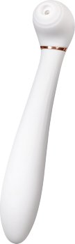 Белый вибратор с вакуумной стимуляцией Jasmine - 23 см.