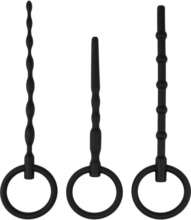 Набор из 3 черных уретральных массажеров Twist