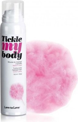 Массажная хрустящая пенка Tickle My Body Cotton Candy с ароматом сладкой ваты - 150 мл.  Цена 2 378 руб. Добавьте необычных тактильных ощущений своим массажам! Массажная хрустящая пенка Tickle my body предлагает вам открыть новые чувственные удовольствия! Нанесите эту массажную пену, напоминающую взбитые сливки, и насладитесь ее удивительной освежающей текстурой. Вас пленит чудесное ощущение лопающихся пузырьков под нежными ласками партнера... Имеет легкий приятный аромат. Не оставляет жирных следов. Только для наружного применения. Страна: Франция. Объем: 150 мл.