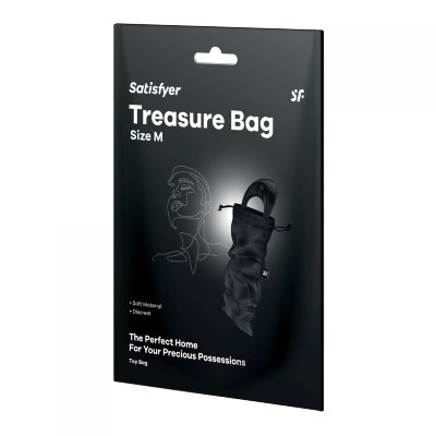Черный мешочек для хранения игрушек Treasure Bag M  Цена 941 руб. Satisfyer Treasure Bag – специализированный мешочек для хранения девайсов. Данный мешочек сделан из прочного материала, который долго и качественно прослужит вложенным в него изделиям. Материал: нейлон, полиэстер, полипропилен. Размеры - 24х12 см. Страна: Германия.
