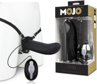 Черный полый страпон с вибрацией Mojo Ghia - 16 см.