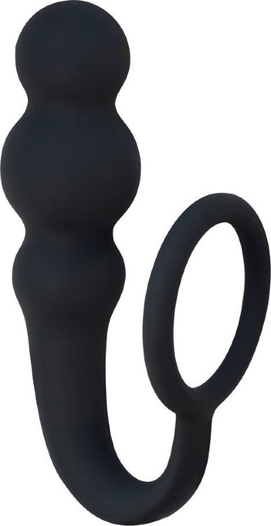 Чёрное эрекционное кольцо Legend с анальным стимулятором