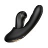 Черный вибратор с возвратно-поступательными движениями и вакуумом Fatima - 19,2 см.