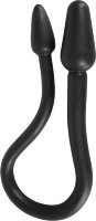 Черный двусторонний анальный плаг с гибким соединением Double Plug