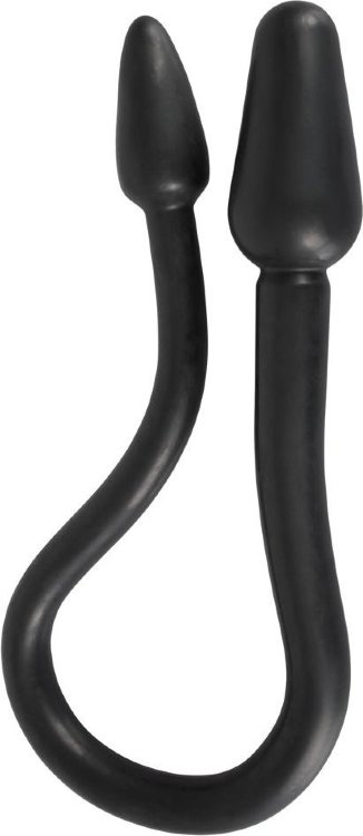 Черный двусторонний анальный плаг с гибким соединением Double Plug