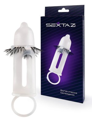 Эластичная насадка на пенис с подхватом мошонки и стимулирующими «ресничками» Оригинальная насадка на пенис с эрекционным кольцом для мошонки, возбуждающими «ресничками» и выпуклостями внесёт разнообразие в интимную жизнь, сделает её насыщенной и яркой. Эрекционное кольцо на мошонку усилит и продлит эрекцию. «Реснички» и выпуклости будут активно стимулировать стенки влагалища. Специальный резервуар на конце насадки предназначен для сбора спермы. Интимный аксессуар изготовлен из приятного на ощупь эластичного материала. Хорошо растягивается, дарит приятные тактильные ощущения обоим партнёрам. Страна: Китай. Материал: силикон.