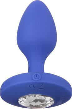 Синяя анальная вибропробка Medium Rechargeable Vibrating Probe - 9,5 см.