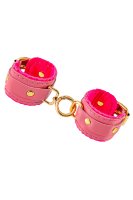 Розовые двуслойные кожаные наручники-браслеты